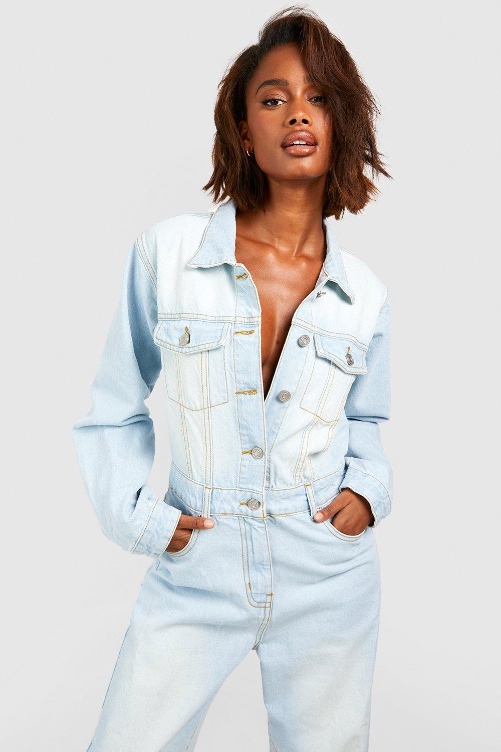 Boohoo denim hot sale boiler suit